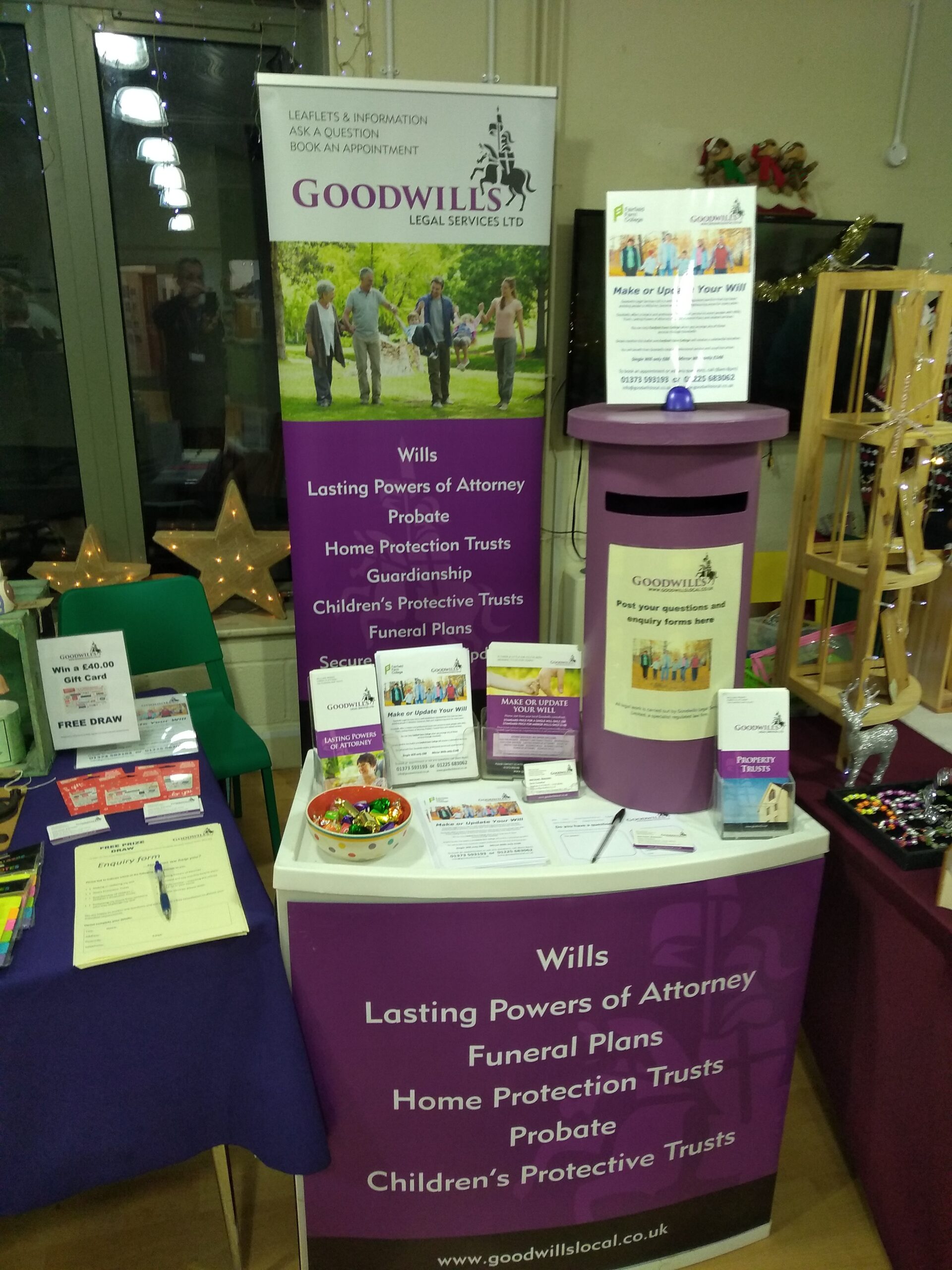 Goodwills Local stand with will-writing literature