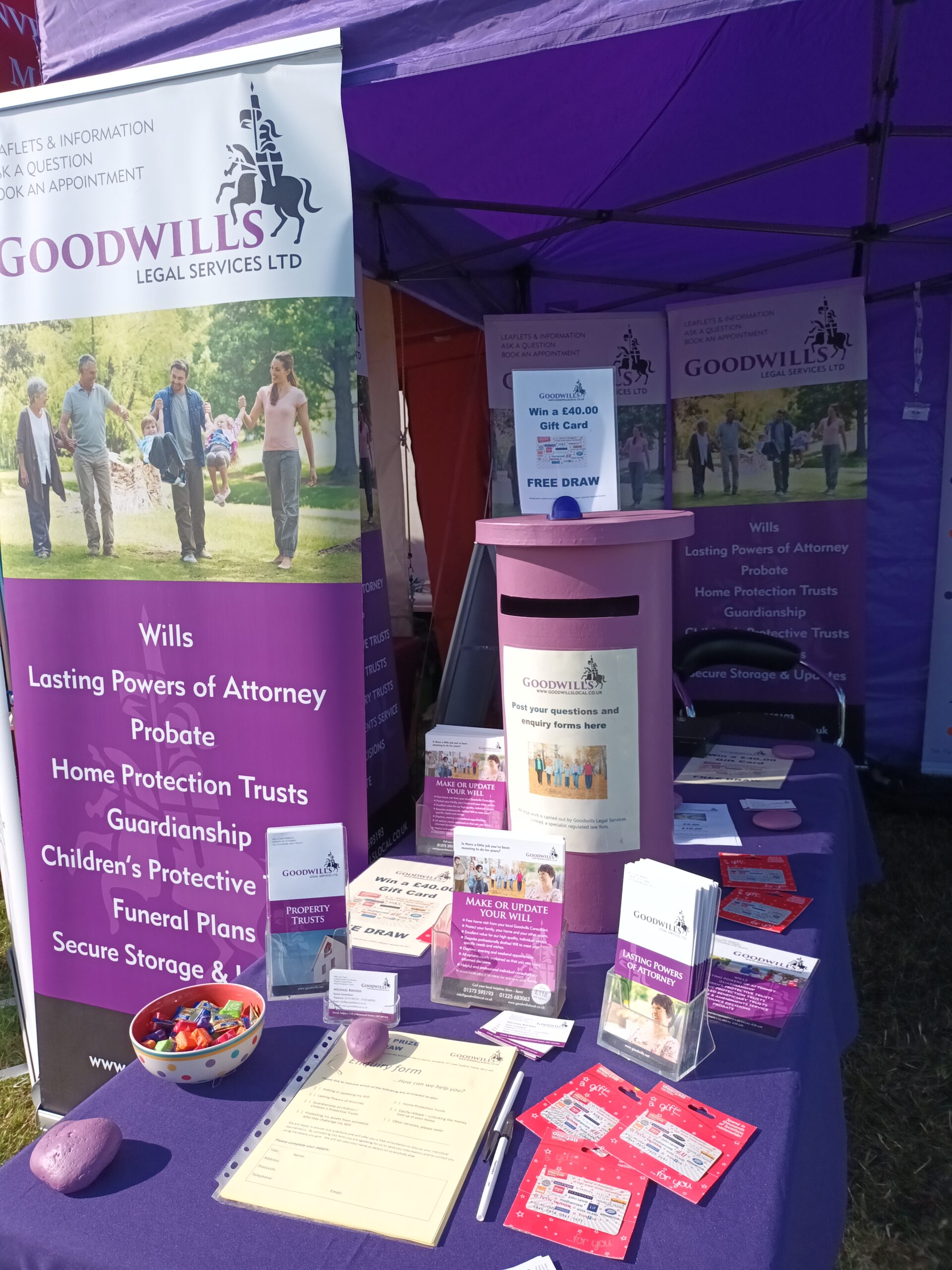 Goodwills Local stand with probate and estate administration leaflets