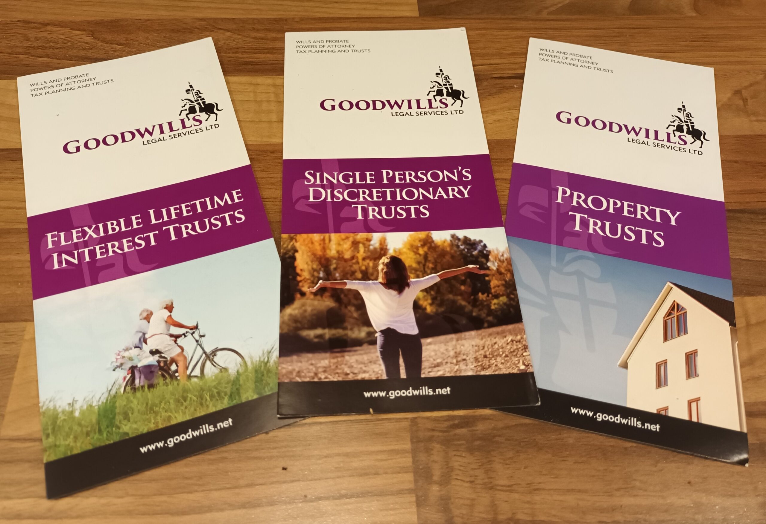 Trust brochures from Goodwills and Goodwills Legal Services